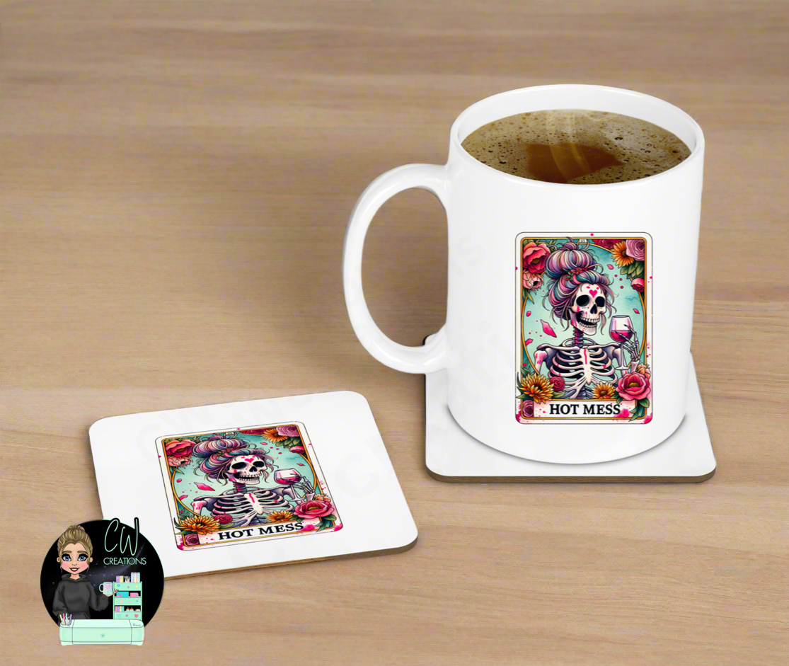 Hot Mess Skeleton Mug & Coaster Set