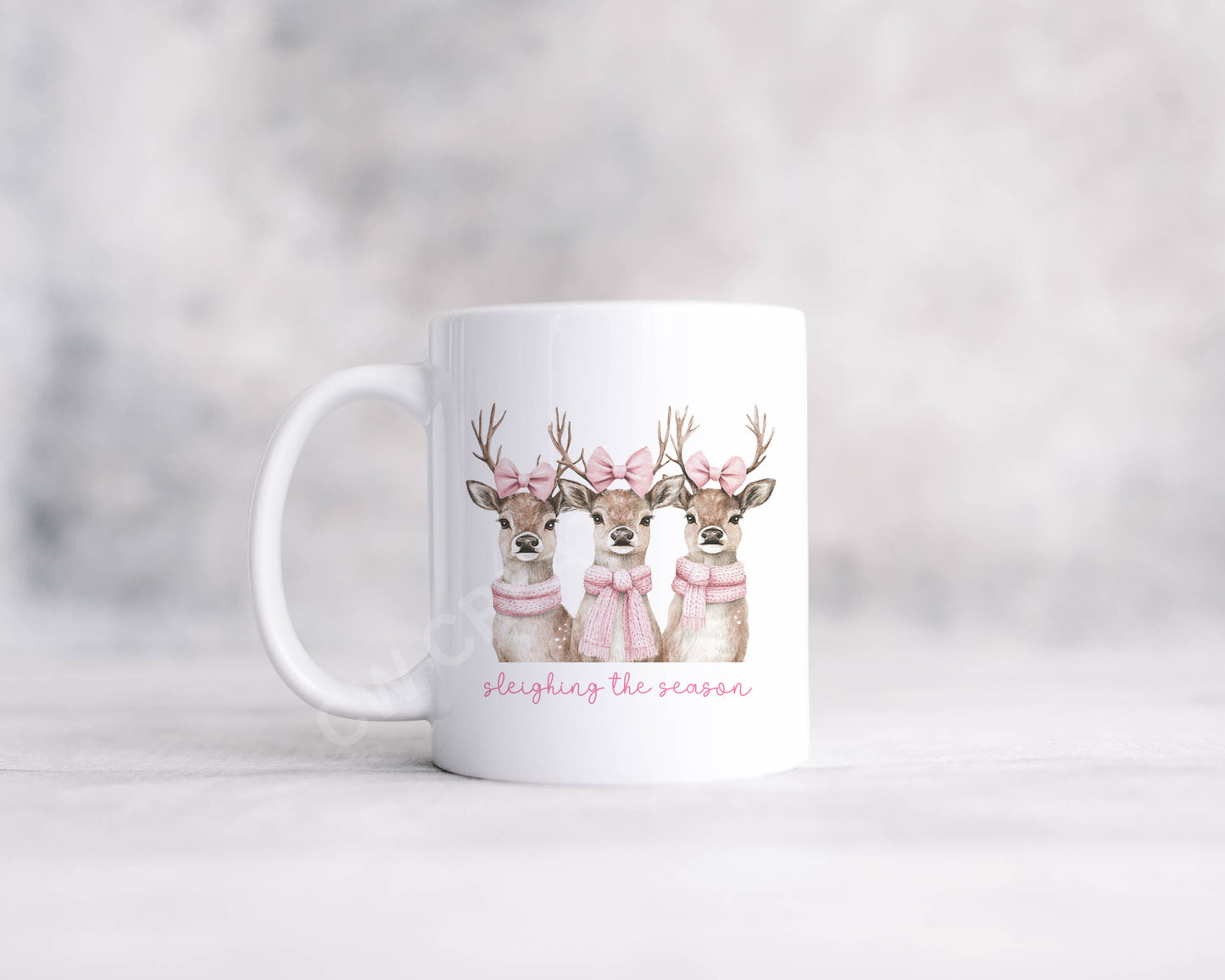 Three Reindeers Sleighing The Season Mug