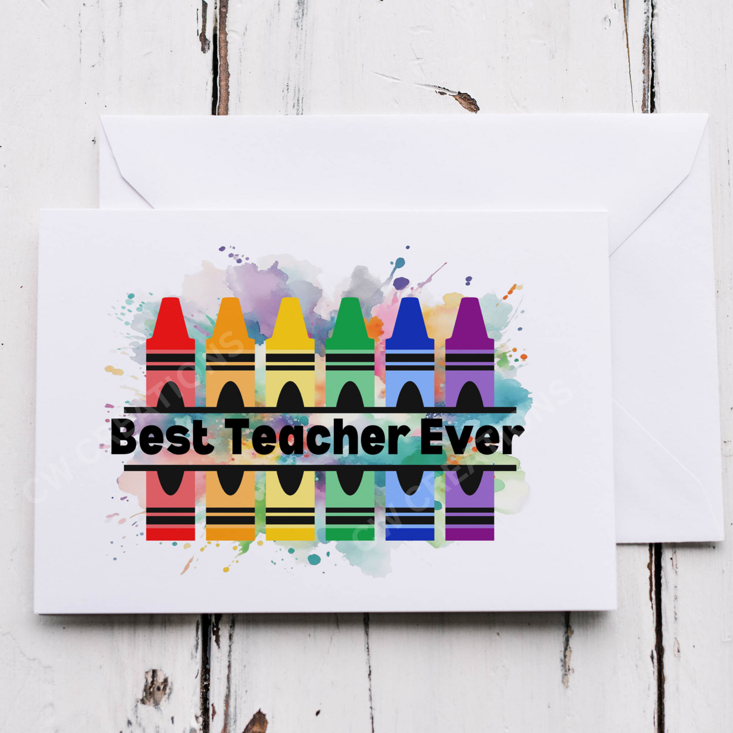  A vibrant card made of crayons, featuring the phrase "Best Teacher Ever," honoring a remarkable teacher's impact.