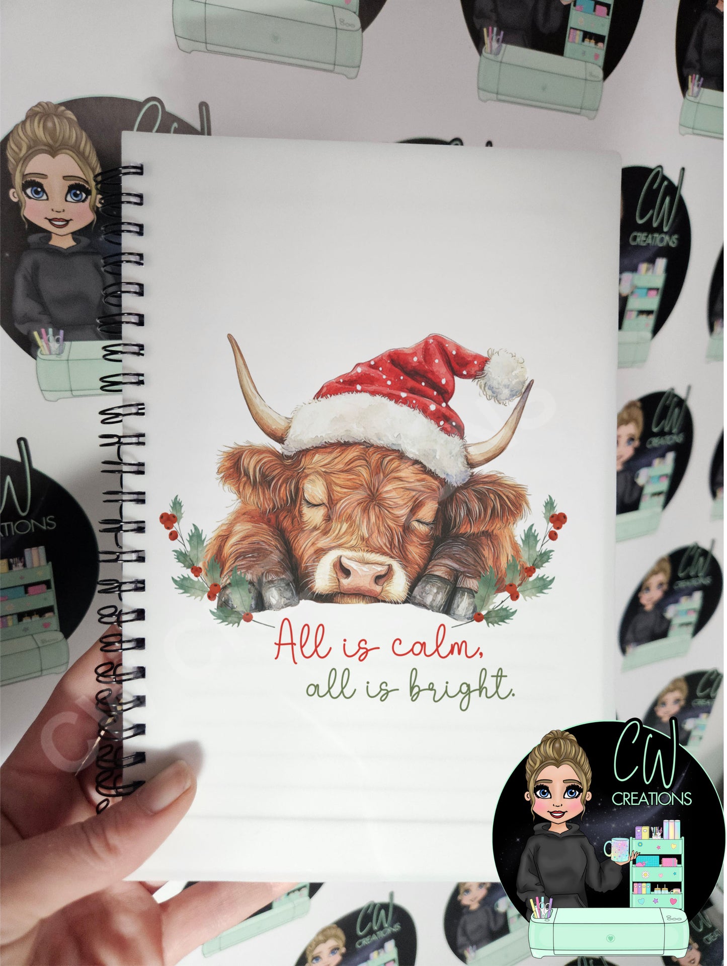 Highland Cow Christmas Notebook