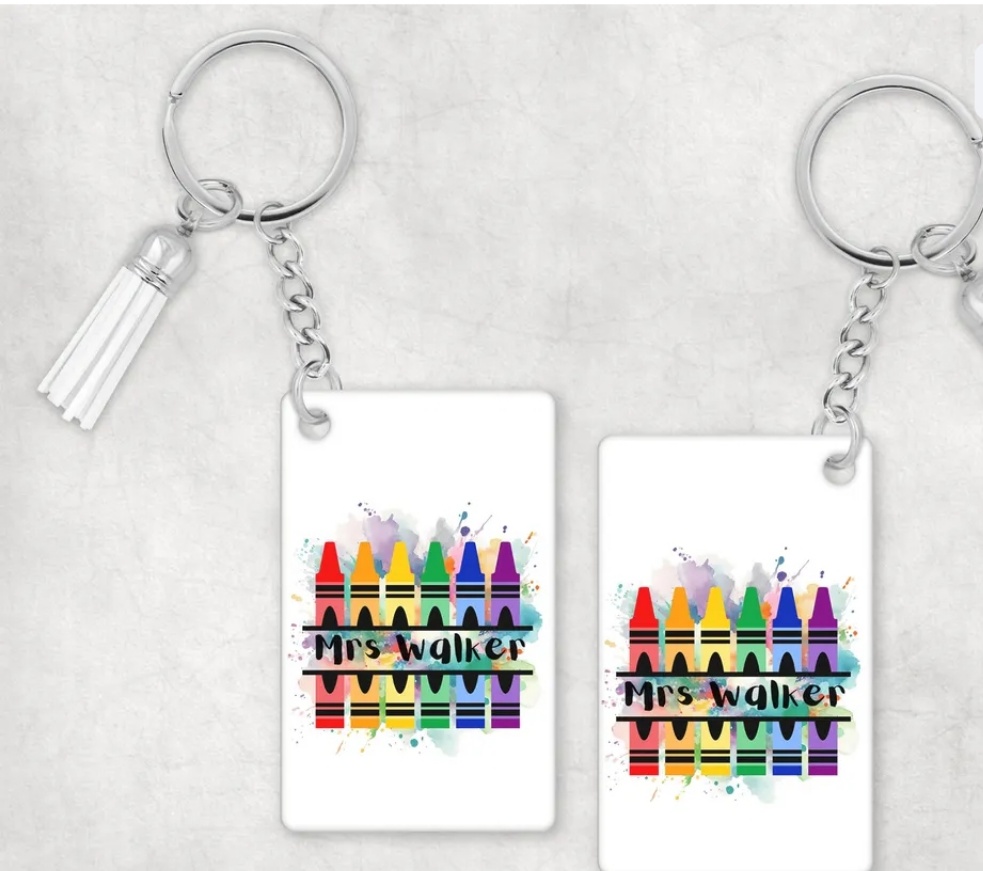 Personalised Teacher Crayon Keyring