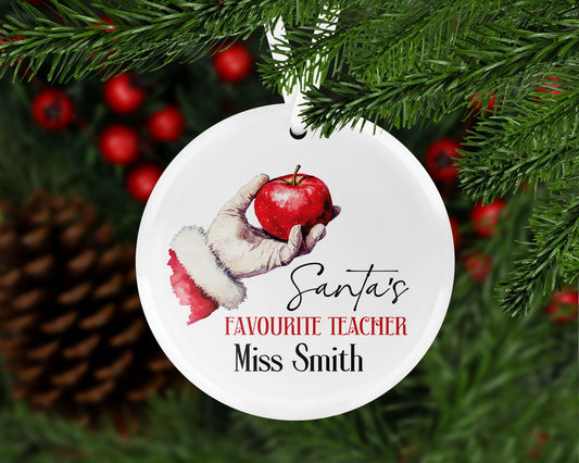 Santa's Favourite Teacher Christmas Decoration