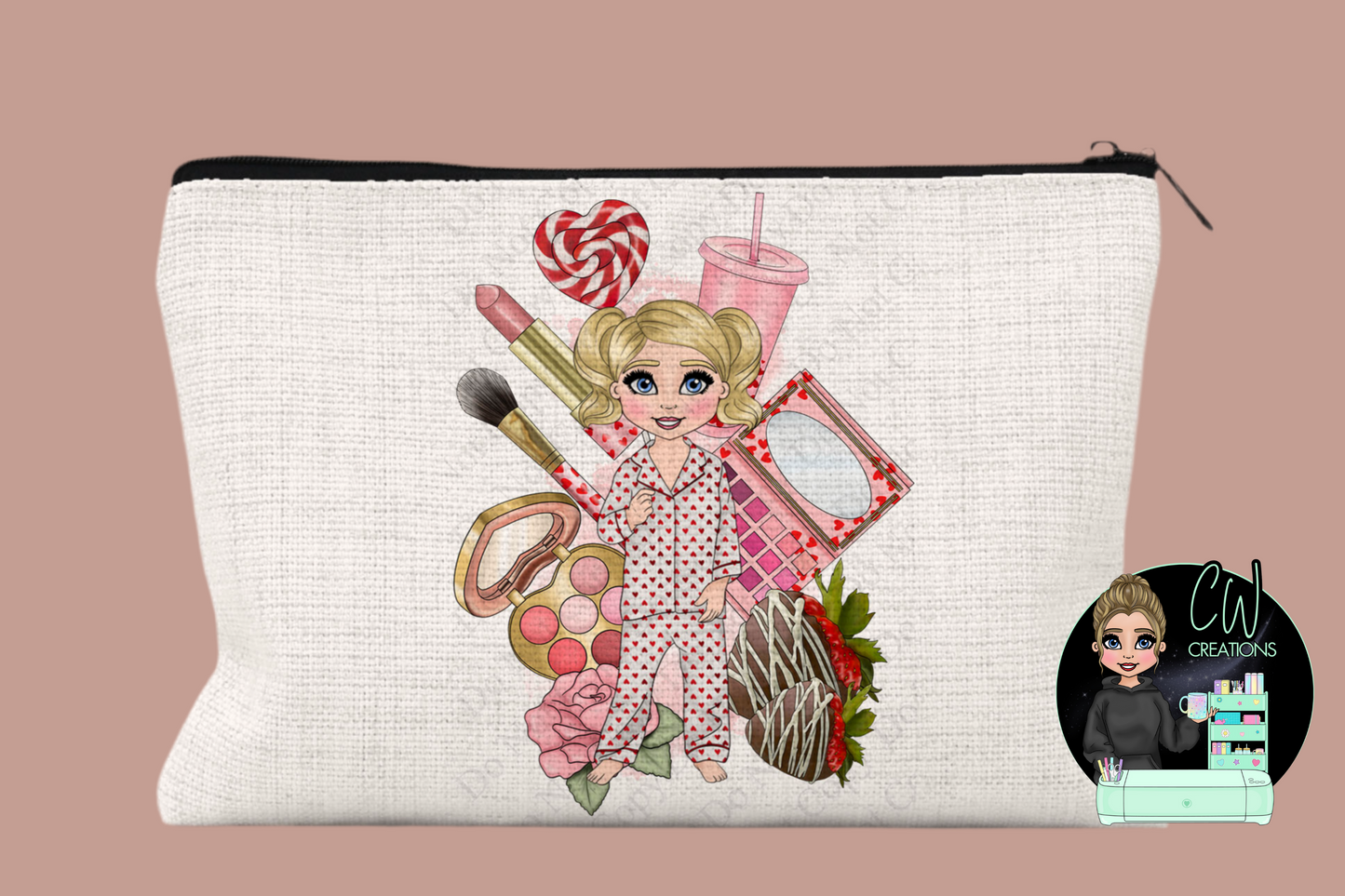 Valentine’s Pyjama Doll Personalised Make Up Bag