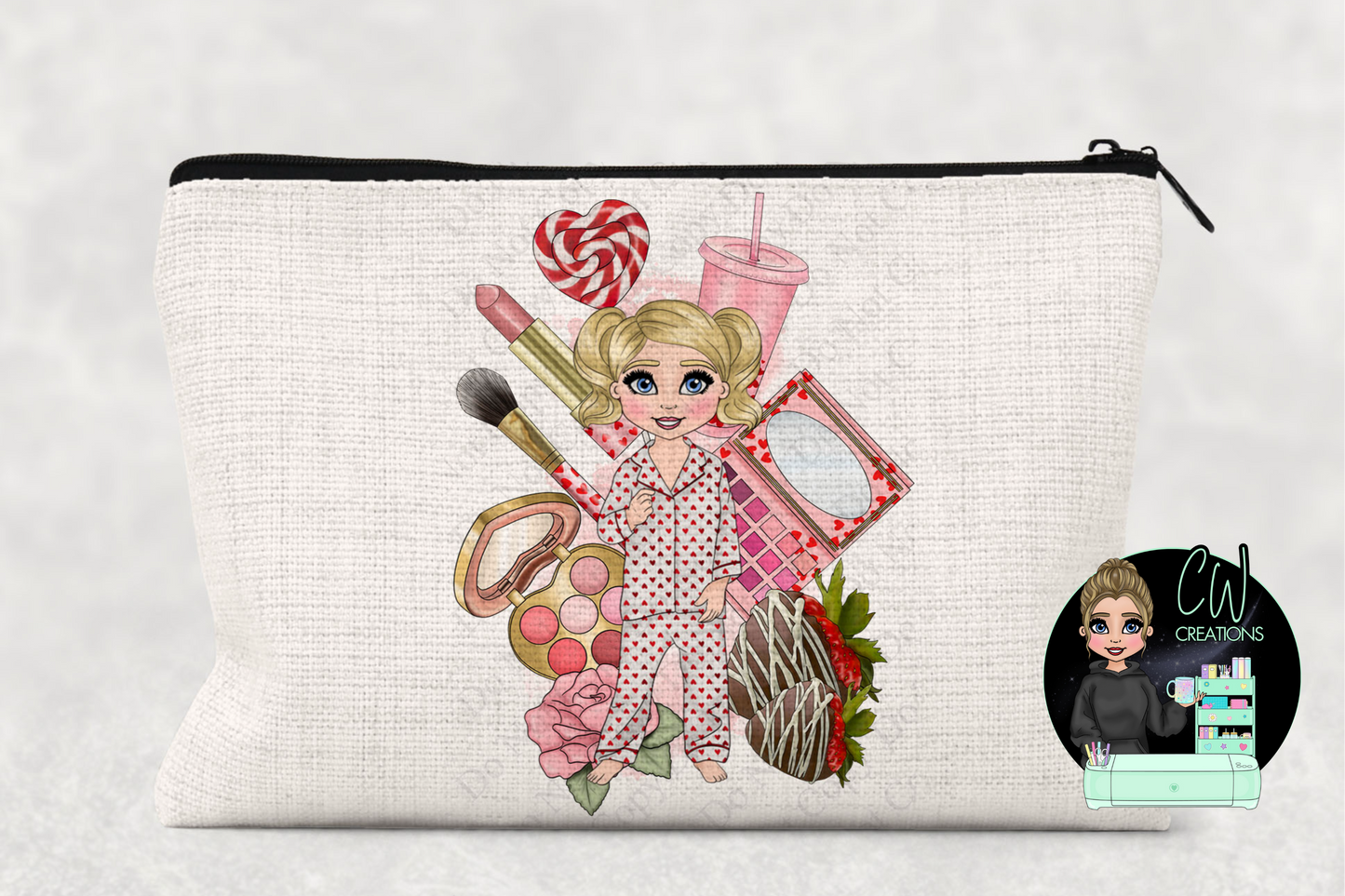 Valentine’s Pyjama Doll Personalised Make Up Bag